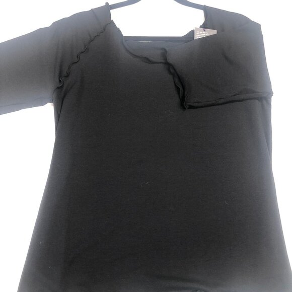 Salts And West Tops - Black Wavy Bamboo Shirts 3/4 sleeve